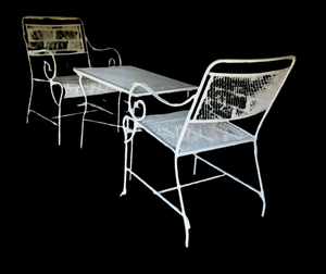 Vintage Woodard Patio Tea Table and 2 Chairs