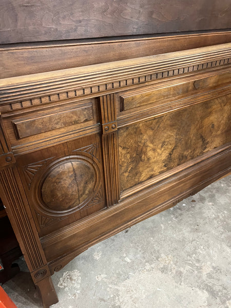 Antique Victorian Eastlake Style Walnut High Back Full Size Bed