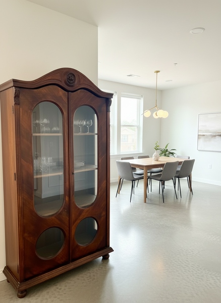 Antique Wood China Curio Cabinet