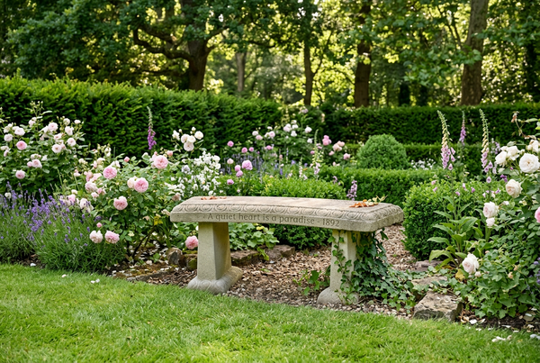 Cast Stone Curved Concrete Bench (3 available)