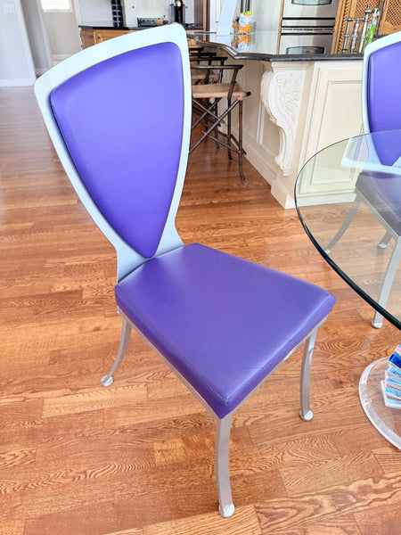 Set 8 Johnston Casuals Steel and Leather Dining Chairs