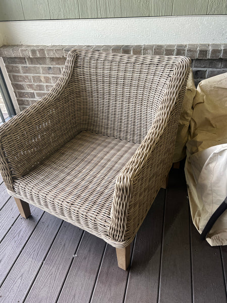 Pair of Modern Wicker Forever Patio Carlisle Lounge Chairs and Side Table with Sunbrella Fabric