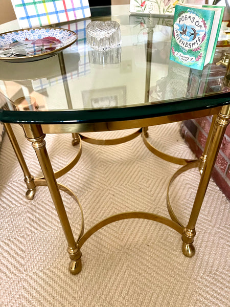 LaBarge Octagonal Brass and Glass Side Table