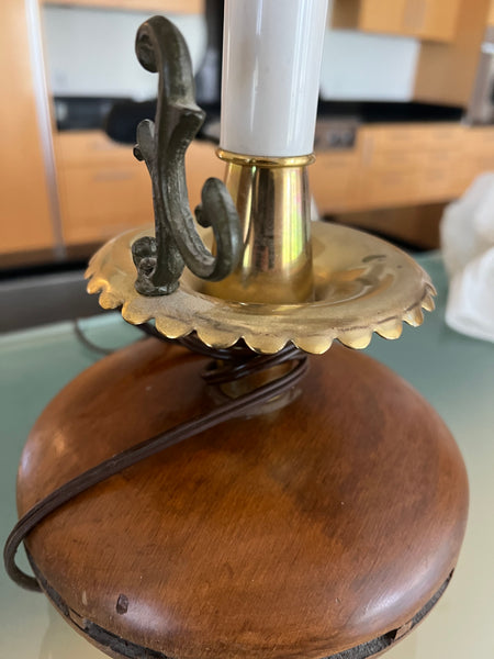 MCM Vintage Brass and Wood Table Lamp