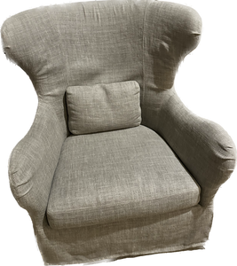 Pair of GABBY 360 Degree Swivel Slipcovered Transitional Wingback Linen Chairs