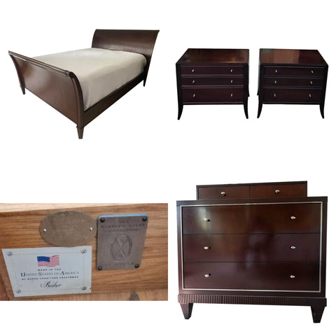 Baker Barbara Barry Queen Mahogany 4 Piece Bedroom Set
