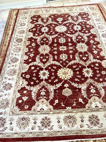 Burgundy Persian Oushak Handmade Area Rug