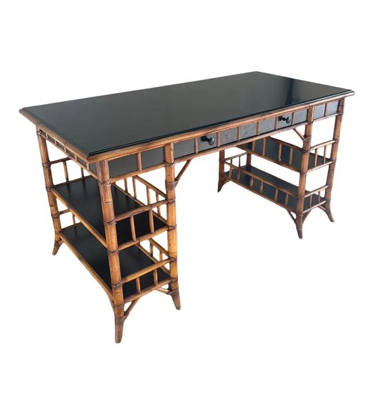 Vintage McGuire Chinoiserie Style Bamboo Writing Desk