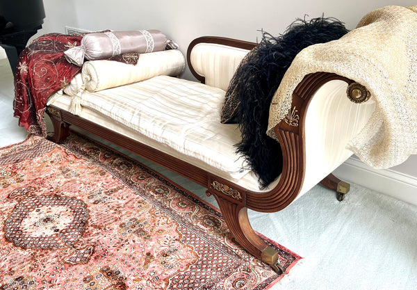 BAKER Neoclassical Style Carved Mahogany Recamier Chaise