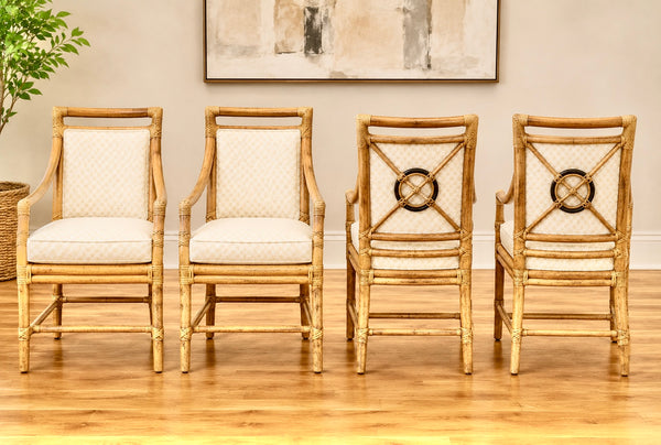 McGuire Target Back Rattan Dining Chairs - Set of 4