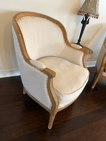 Pair of Linen Club Armchairs