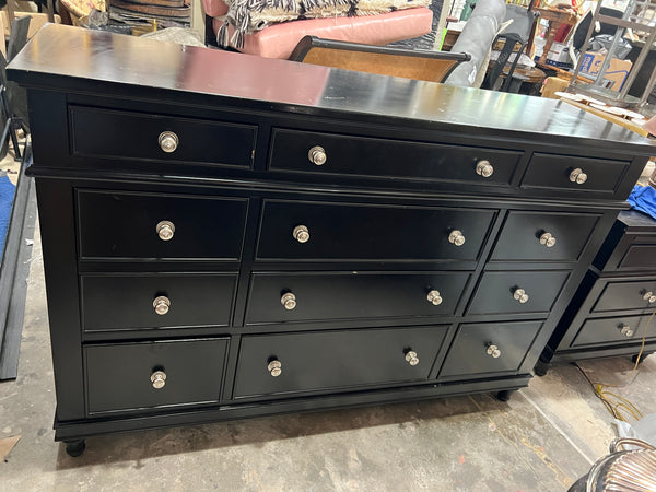 Black Dresser with Mirror and Nightstand