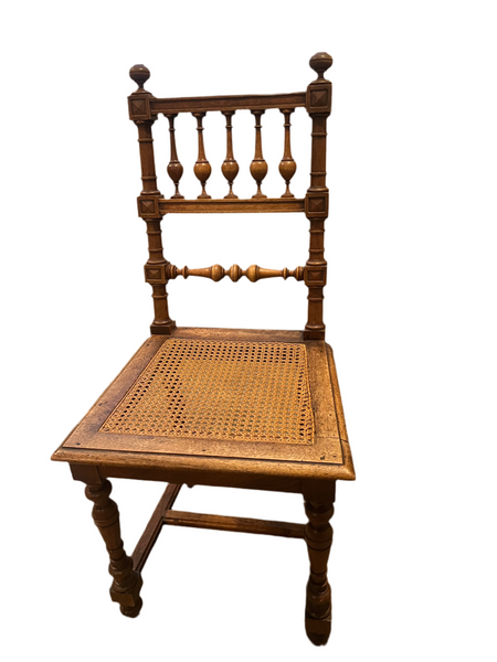 Set of 6 Antique Ornate Spanish Style Cane Dining Chairs