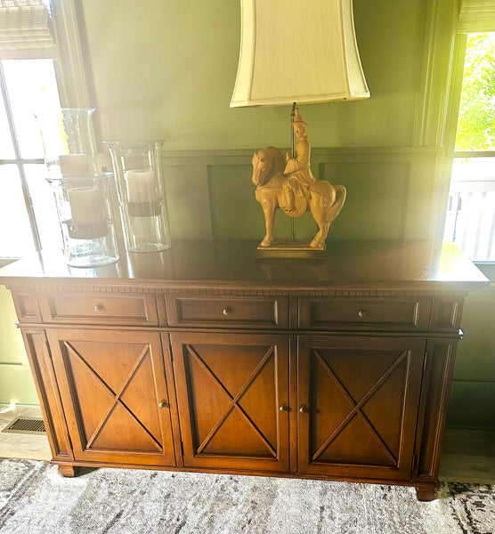 Wood Buffet with Slotted Top Drawers