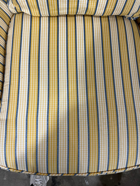 Pair of Pearson Yellow and Blue Occasional Chairs and Ottoman