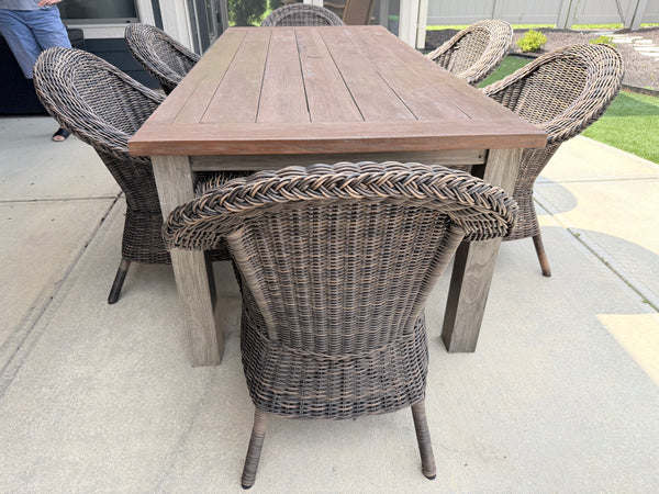 Set of 6 Pottery Barn Torrey Wicker Outdoor Dining Chairs
