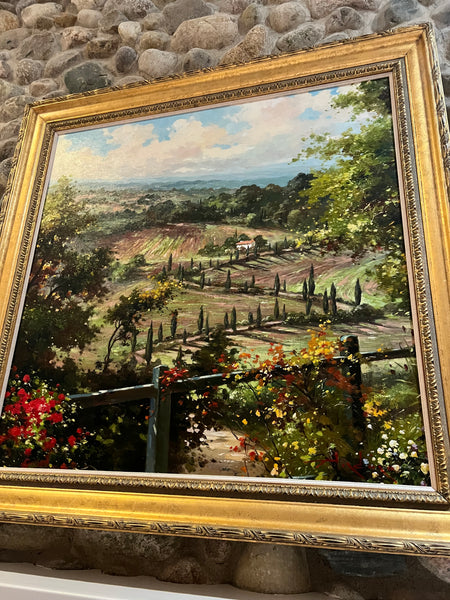 Custom Framed Art Oil on Canvas Painting by Andino