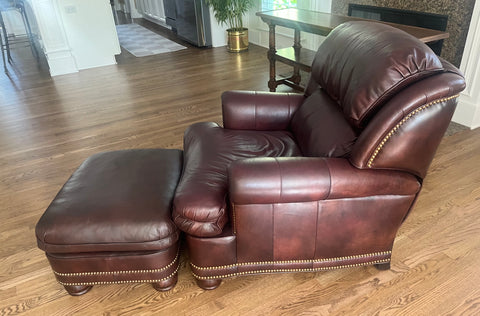 Hancock and Moore Leather Austin Tilt Back Chair with Ottoman