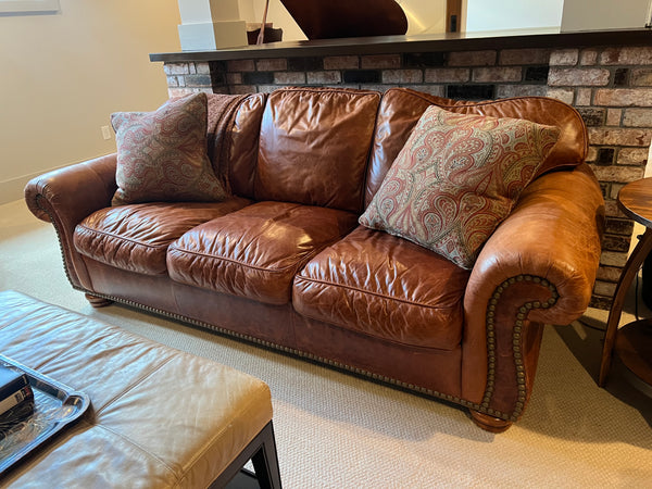 Flexsteel Semi-Aniline Leather Sofa