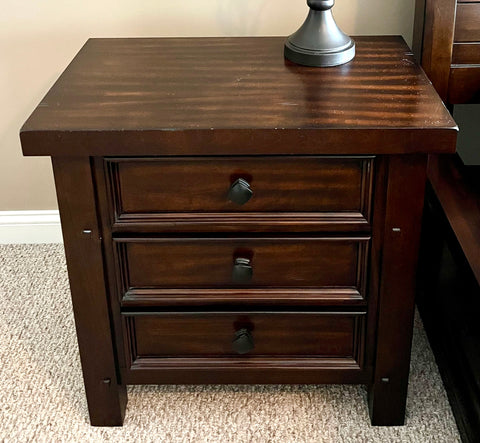 Pair of 3 Drawer Pecan Hudson Nightstands by Holland House