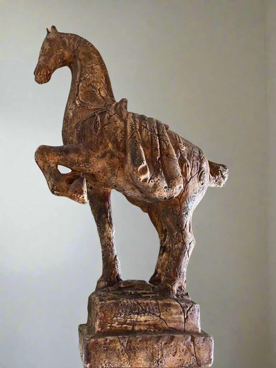 Antique Tang Dynasty War Horse Sculpture