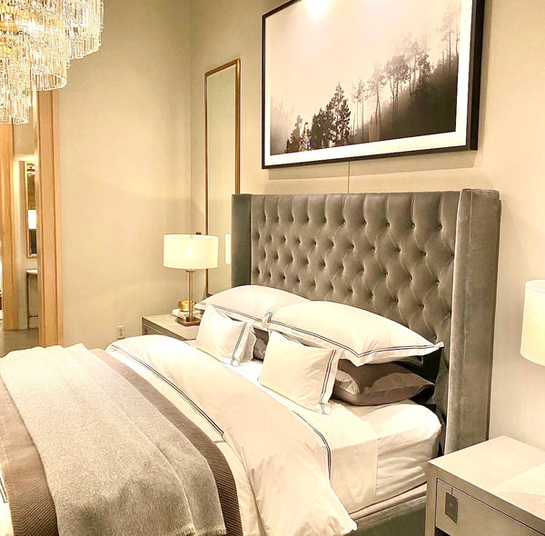 RESTORATION HARDWARE Adler Shelter Queen Tufted Bed