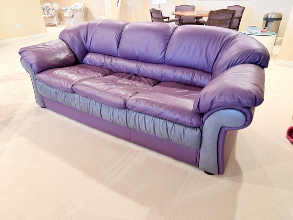 Purple Leather Sofa and Loveseat