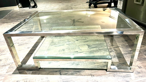 Z Gallerie Duplicity Chrome and Glass Coffee Table