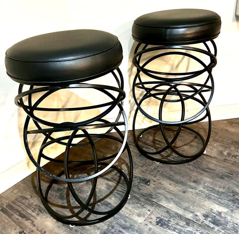 Set of 4 Ring Modern Leather Bar Stools by Global Views