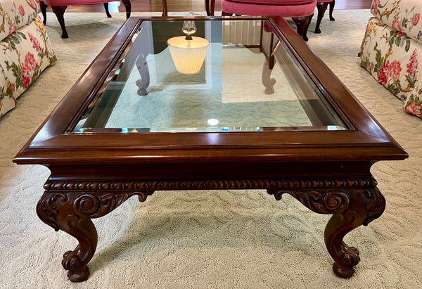 KARGES Chippendale Style Glass Top Coffee Table