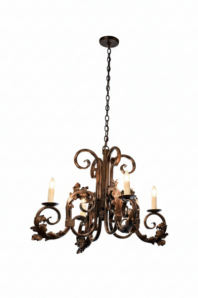 Antique Wrought Iron French Chandelier (2 Available)
