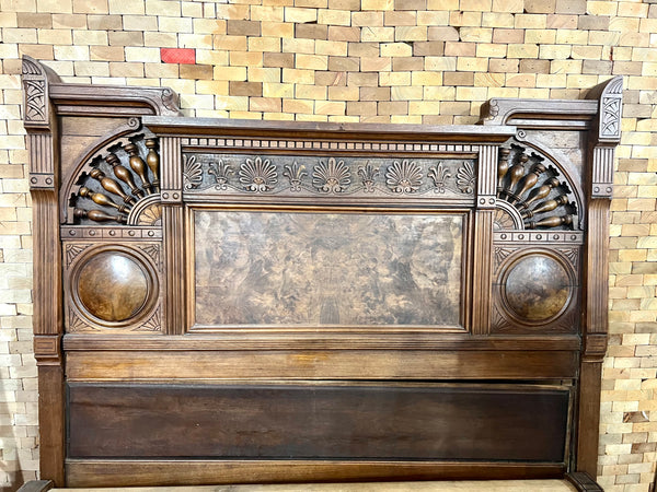 Antique Victorian Eastlake Style Walnut High Back Full Size Bed