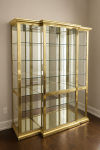 Mastercraft 1970's MCM 3 Piece Brass Display Case Vitrine