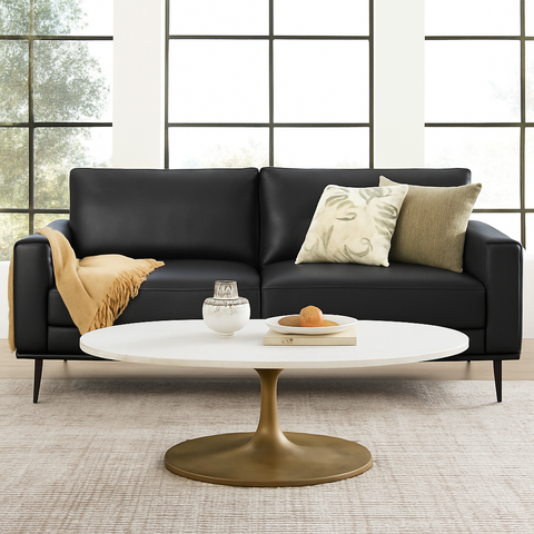 NEW Bo Concept Carlton Black Leather Low Profile Sofa