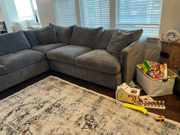Crate and Barrel Axis Gray 3 Piece L-Shaped Sectional Sofa