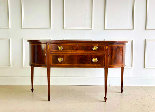 Hekman Mahogany Inlaid Bowfront Sideboard Buffet