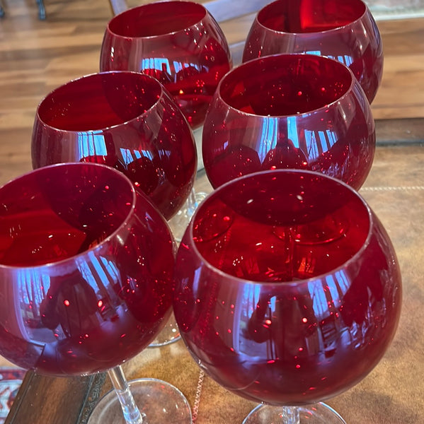 Set of 8 Ruby Red Wine Glasses