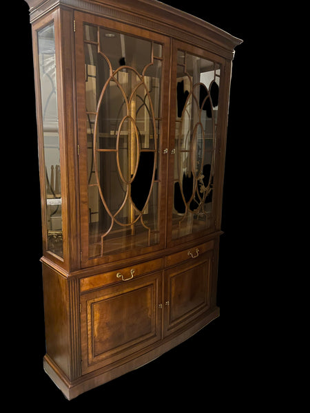 HENREDON Breakfront Lighted Tall China Cabinet