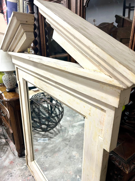 20th C Americana Painted Wood Broken Arch Pediment Element Converted to Mirror