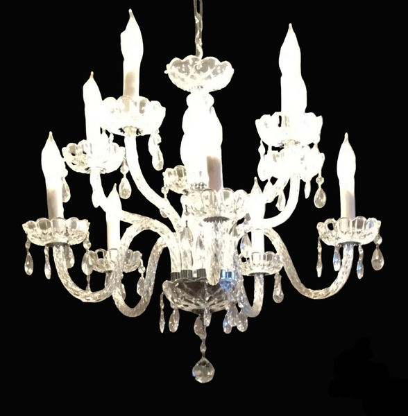 Authentic Waterford Crystal Cranmore Collection 9 Light Chandelier and Pair of Cranmore Sconces (Circa 1980)