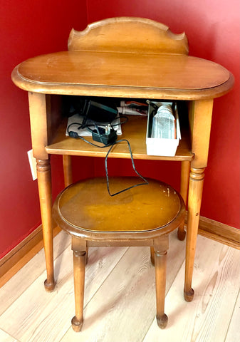 Vintage Solid Maple Dressing Table with Stool