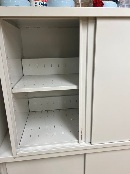 White Datum Shorter Sliding Door Storage Cabinets (4 Available)