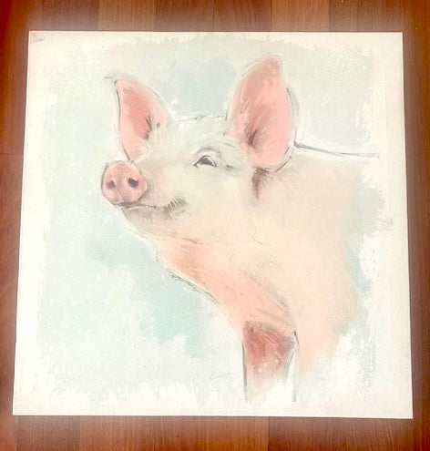 Watercolor Pig Portrait Art