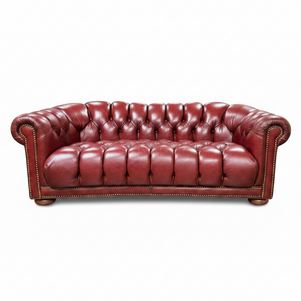 Flexsteel Chesterfield - Red Leather Tufted Sofa - 2 Available