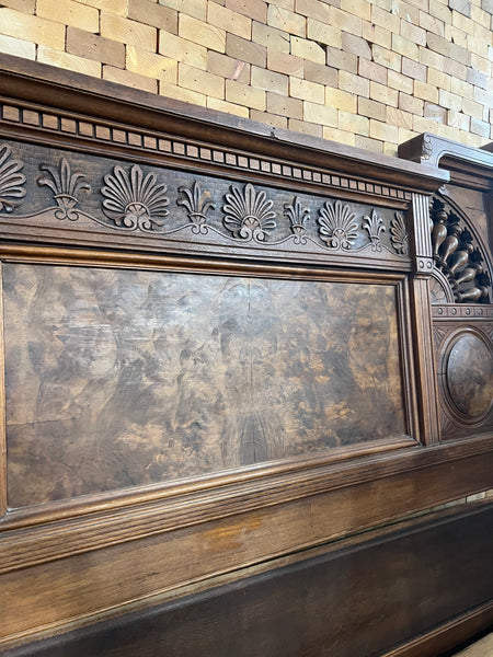 Antique Victorian Eastlake Style Walnut High Back Full Size Bed