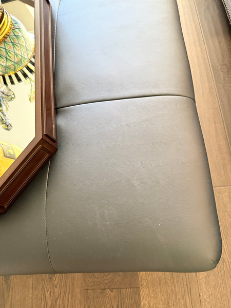 Black Leather Wheeled Cocktail Ottoman