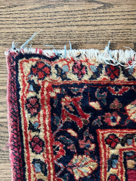 Antique Handmade 9' Lilihan Style Runner Rug