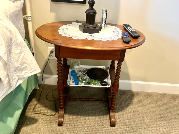 Oval Antique 2 Tier Side Table