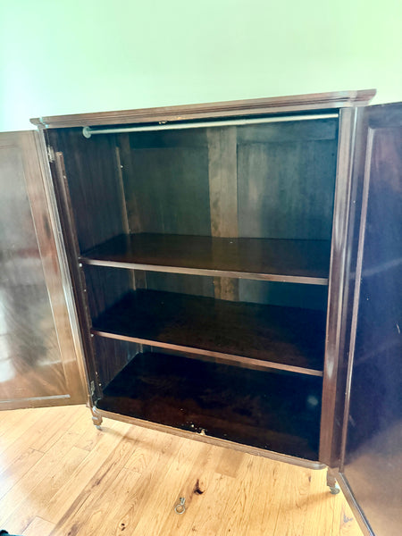 Antique Flame Mahogany Wardrobe Armoire