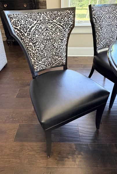 Set of 8 COX MANUFACTURING Custom Leather and Fabric Dining Chairs